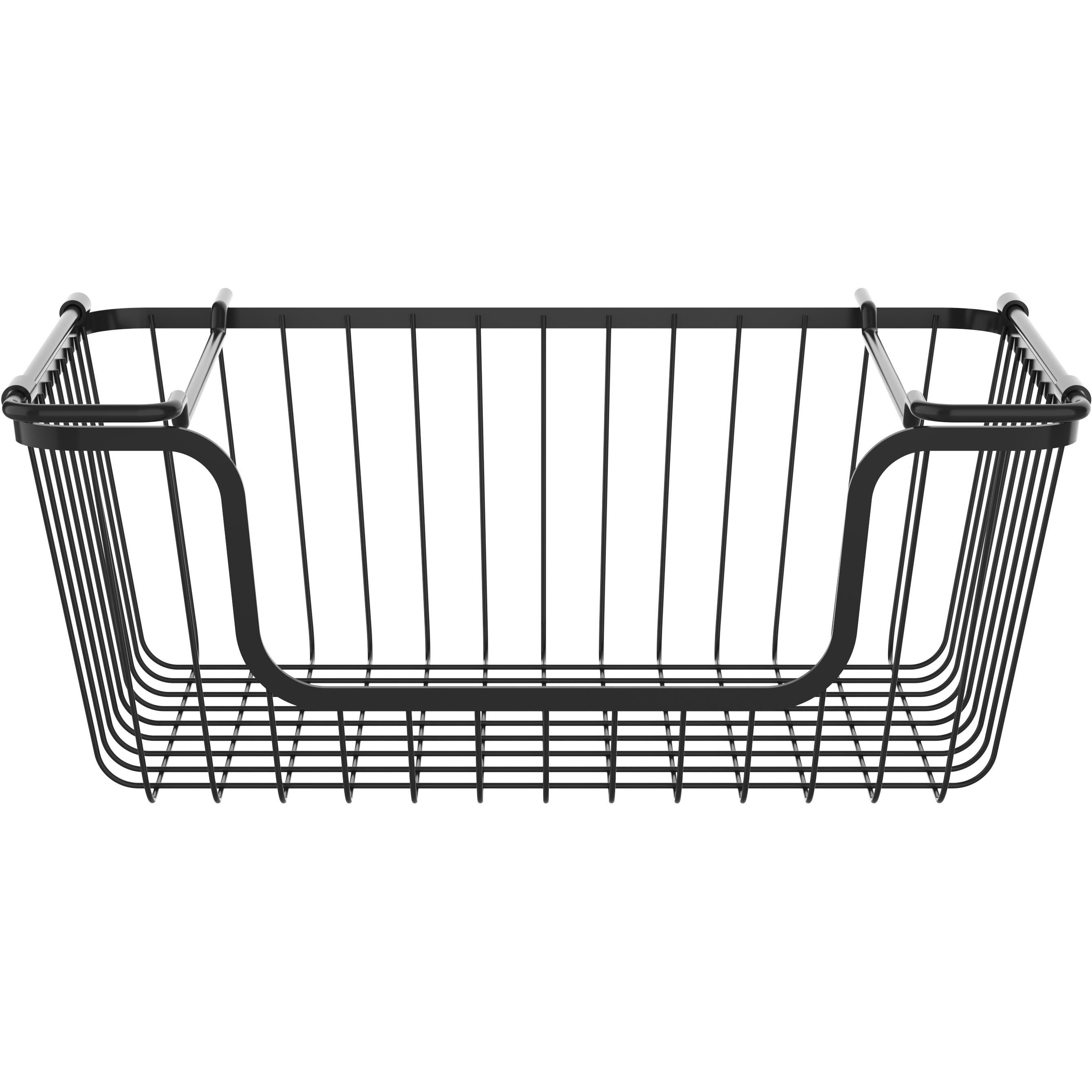 Oceanstar Stackable Metal Wire Storage Basket Set for Pantry, countertop, Kitchen or Bathroom Black, Set of 2(D0102HXN1ZJ)