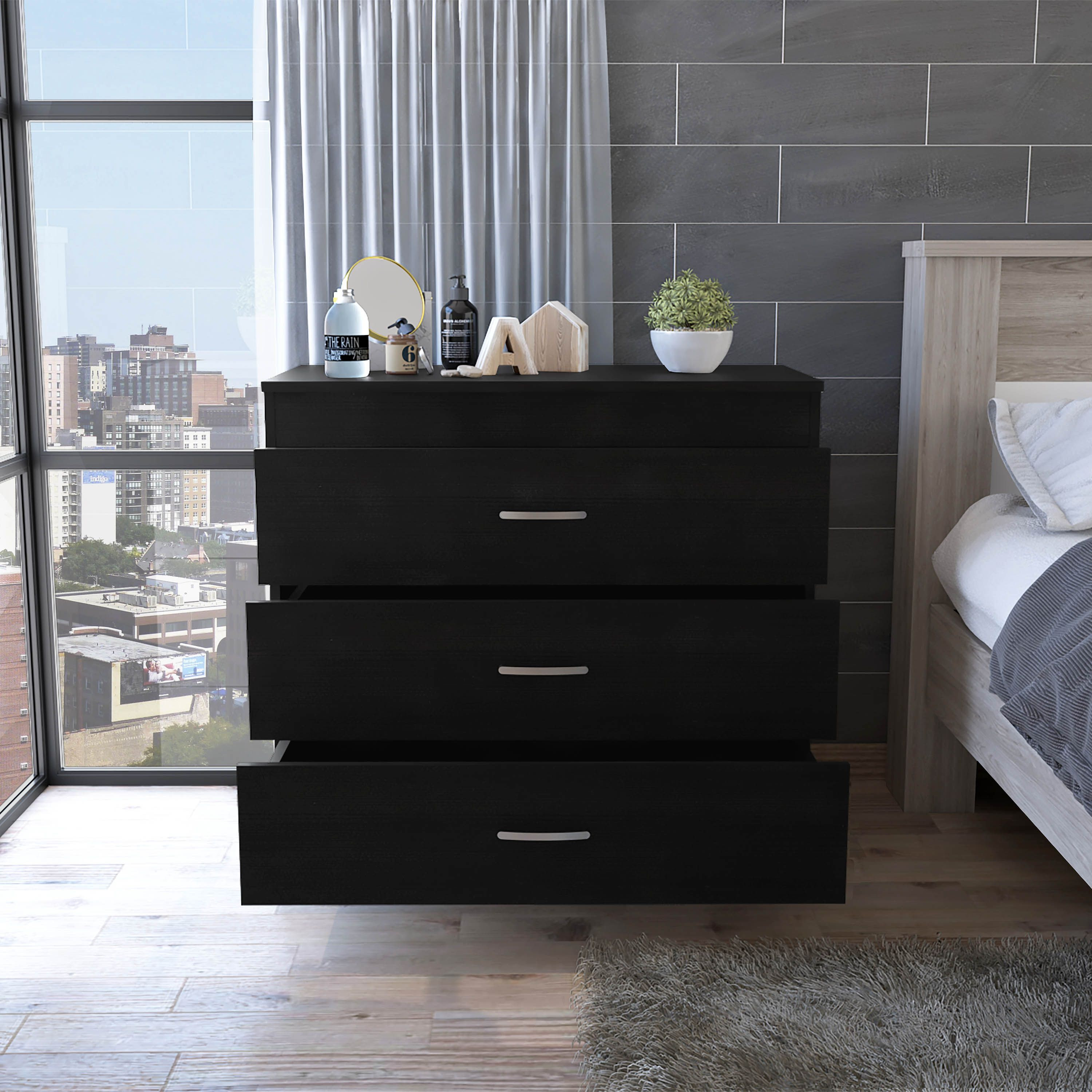 Bethage 3-Drawer Dresser Black Wengue(D0102H76XQP)