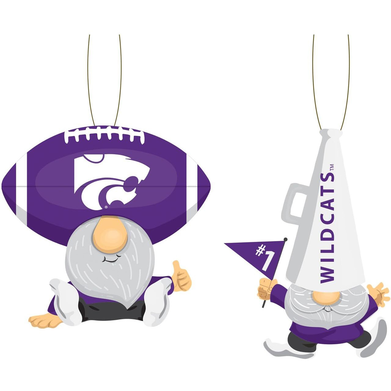 Kansas State Wildcats Ornament Gnome Fan 2 Pack