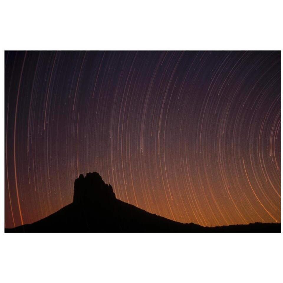 Startrails over Shiprock in the four corners region of the Southwest, New Mexico-Paper Art-32&quotx22"