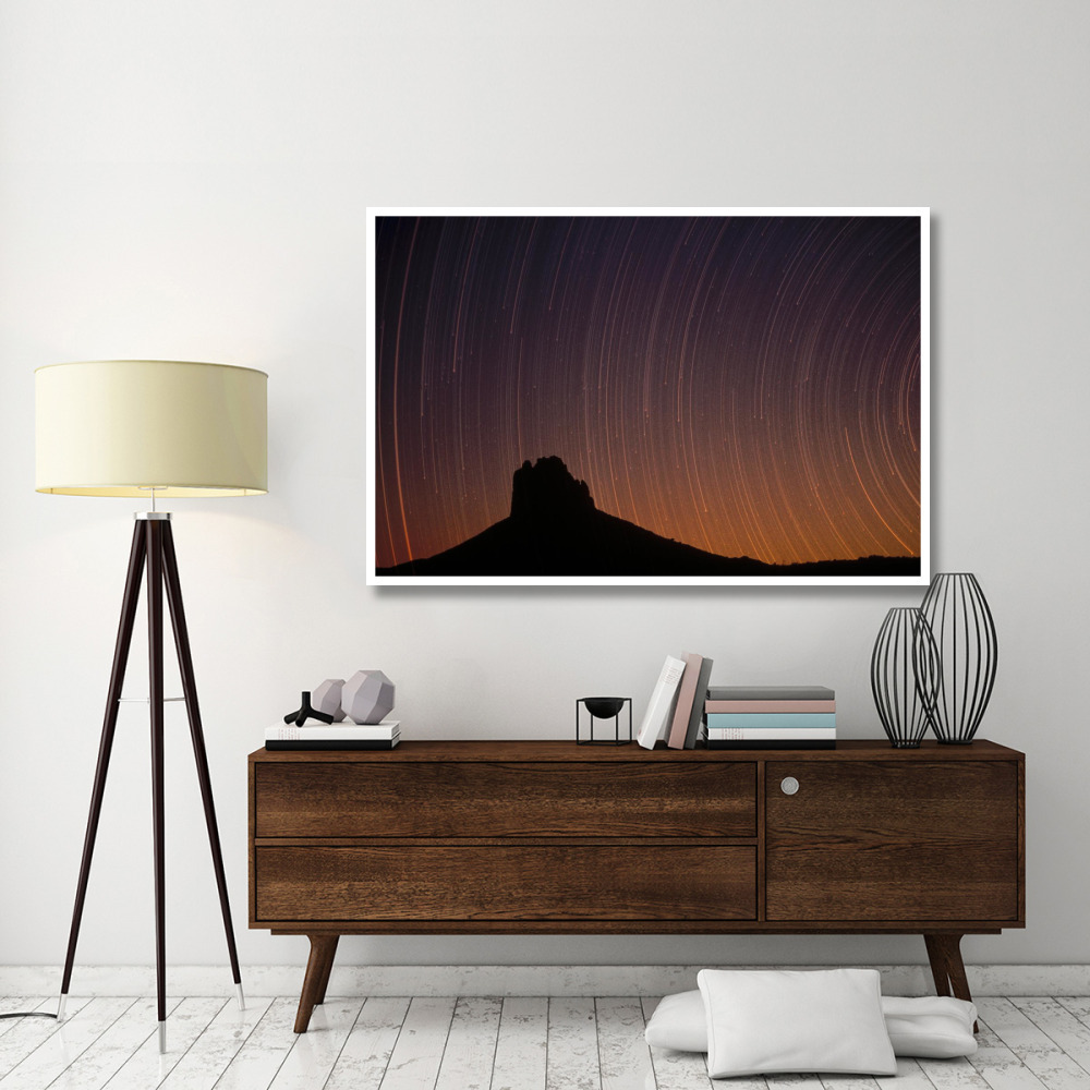 Startrails over Shiprock in the four corners region of the Southwest, New Mexico-Paper Art-62&quotx42"