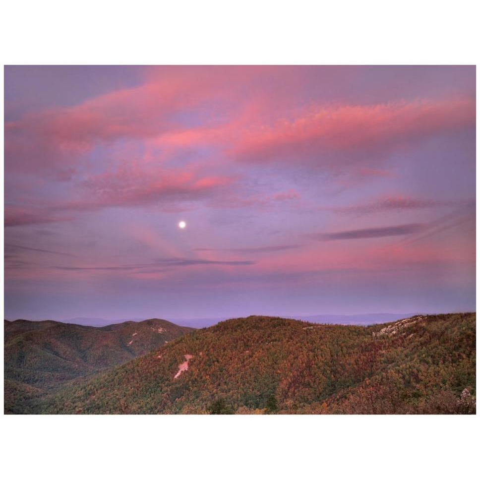 Moon over Blue Ridge Range and Lost Cove Cliffs, Blue Ridge Parkway, North Carolina-Paper Art-42&quotx32"