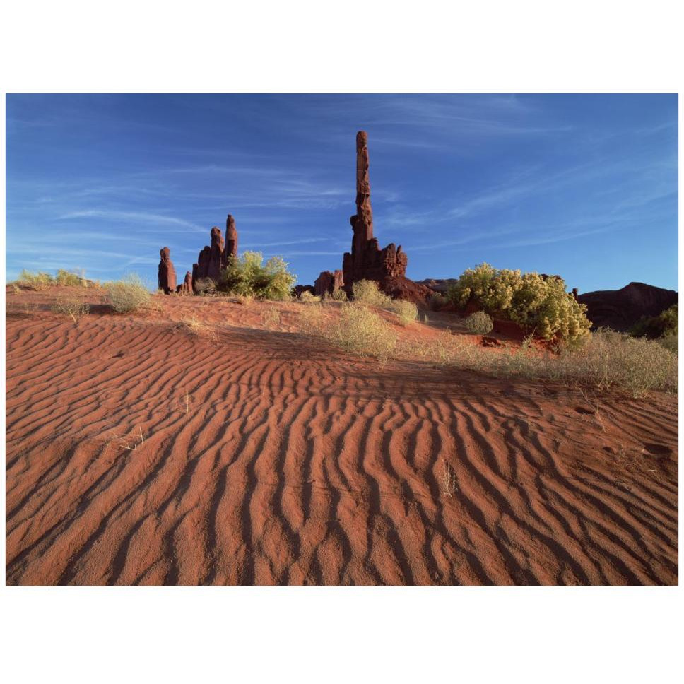 Totem pole and Yei Bi Chei with sand dunes, Monument Valley Navajo Tribal Park, Arizona-Paper Art-42&quotx32"