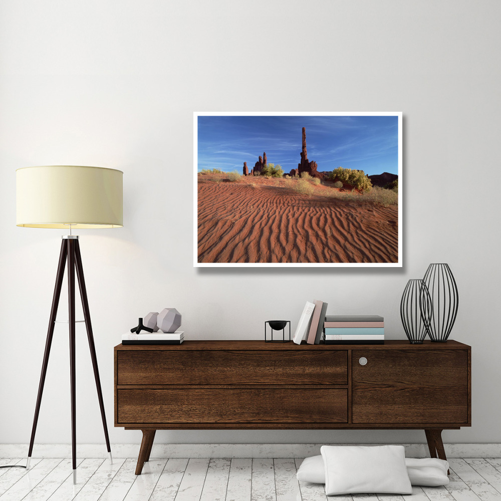 Totem pole and Yei Bi Chei with sand dunes, Monument Valley Navajo Tribal Park, Arizona-Paper Art-50&quotx38"