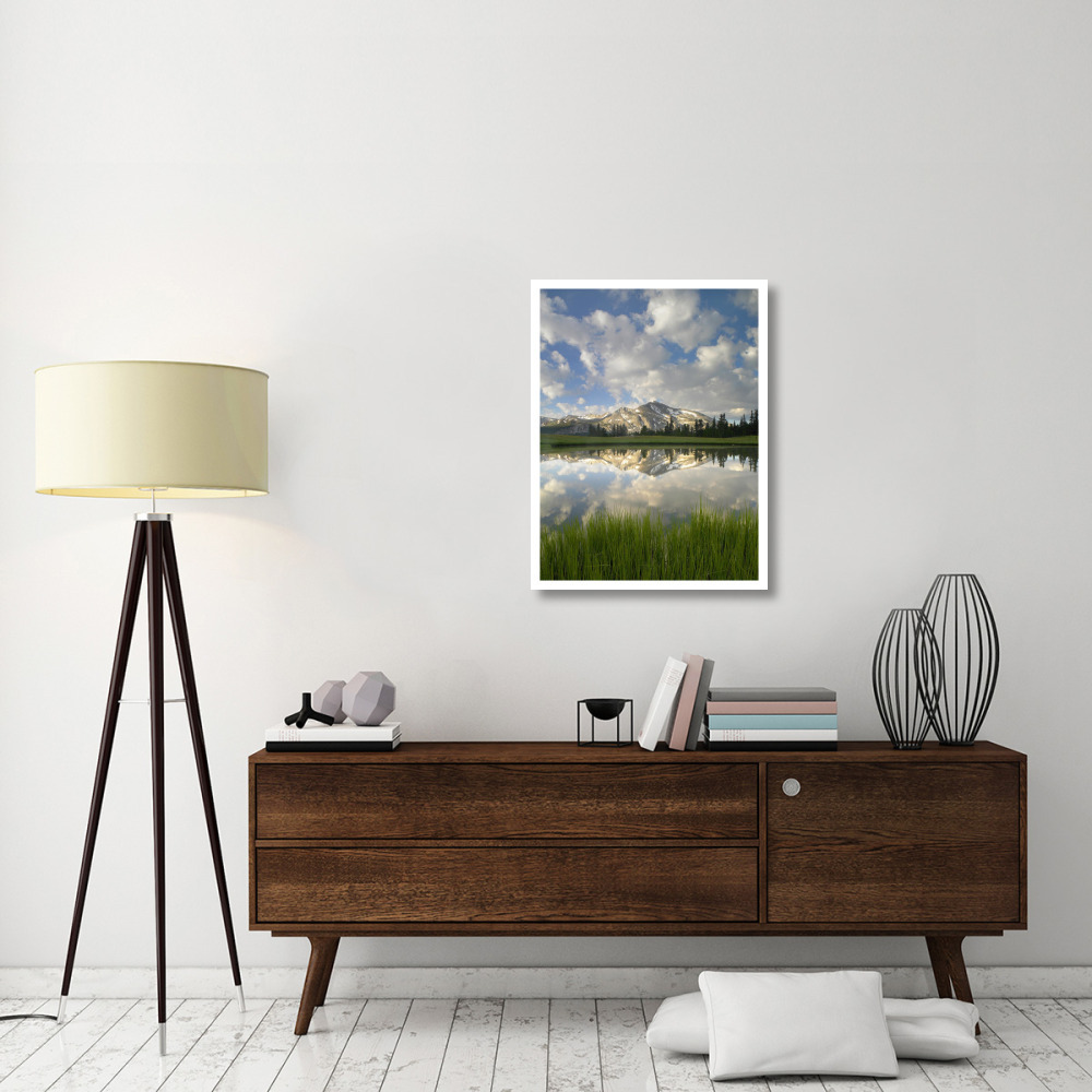 Mammoth Peak and scattered clouds reflected in lake, Yosemite National Park, California-Paper Art-26&quotx34"