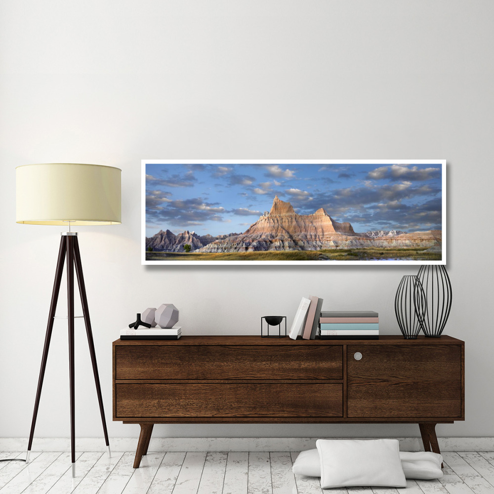 Landscape showing erosional features in sandstone, Badlands National Park, South Dakota-Paper Art-74&quotx26"