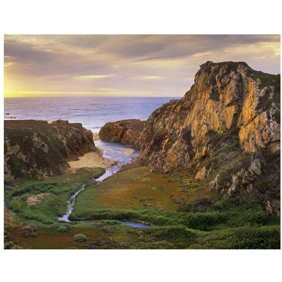 Garrapata Creek flowing into the Pacific Ocean, Garrapata State Beach, Big Sur, California-Paper Art-18&quotx14"