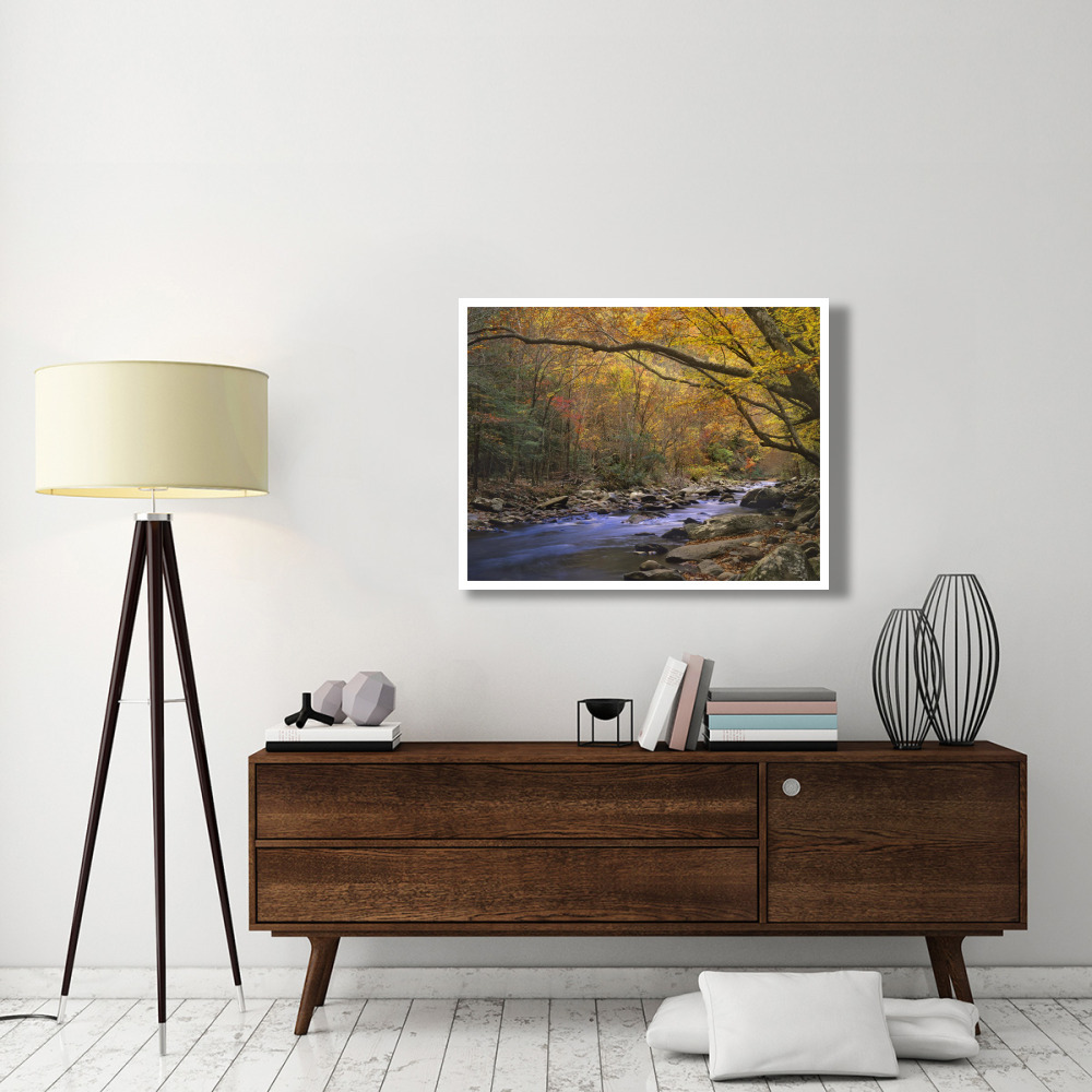 Little River flowing through autumn forest, Great Smoky Mountains National Park, Tennessee-Paper Art-42&quotx32"