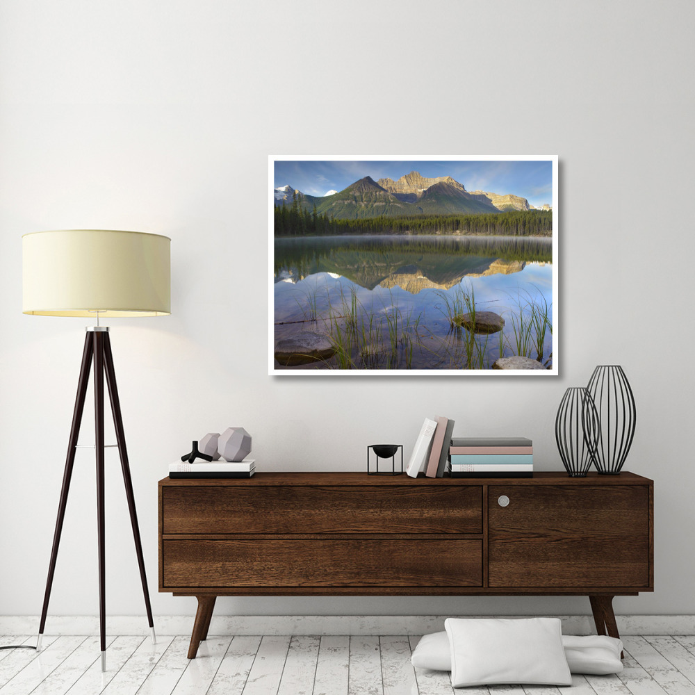 Bow Range and boreal forest reflected in Herbert Lake, Banff National Park, Alberta, Canada-Paper Art-50&quotx38"