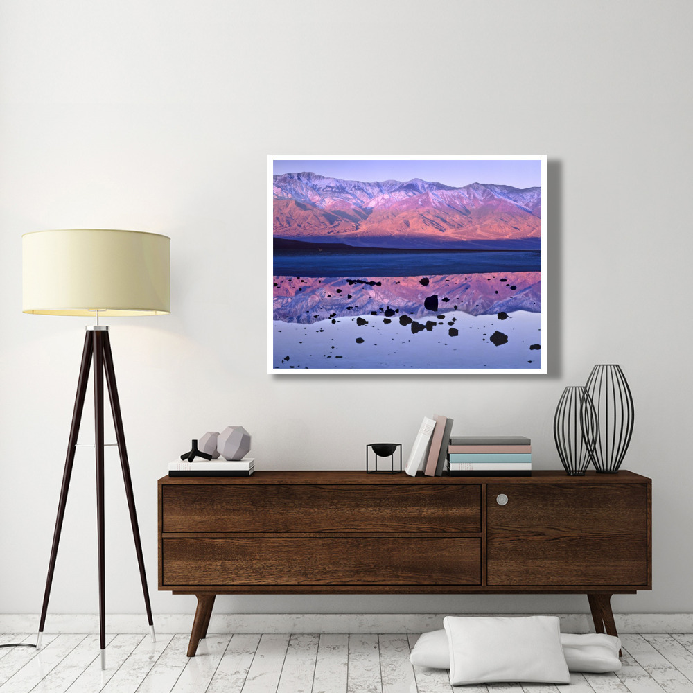 Panamint Range reflected in standing water at Badwater, Death Valley National Park, California-Paper Art-50&quotx38"