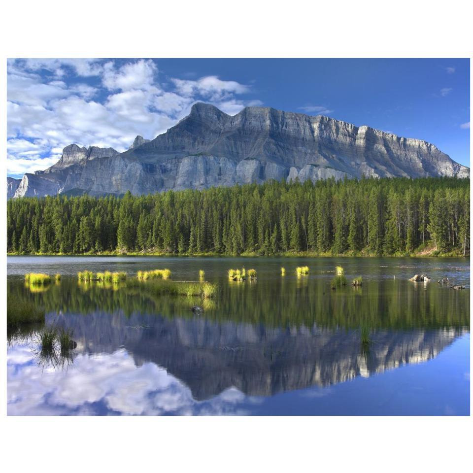 Mount Rundle and boreal forest reflected in Johnson Lake, Banff National Park, Alberta, Canada-Paper Art-34&quotx26"