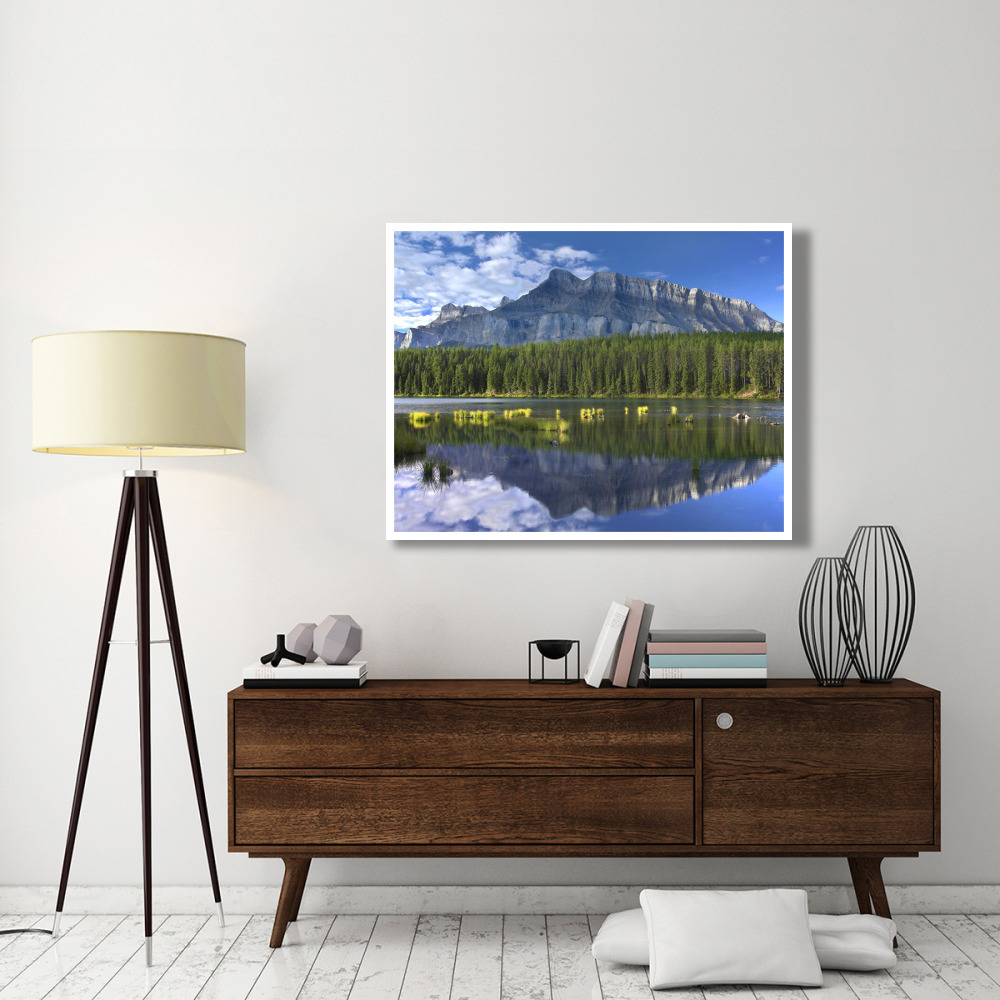 Mount Rundle and boreal forest reflected in Johnson Lake, Banff National Park, Alberta, Canada-Paper Art-50&quotx38"