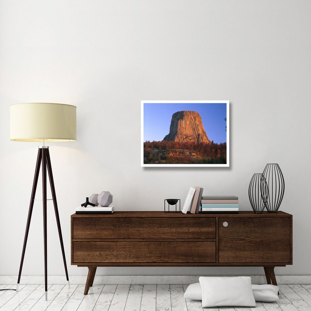 Devil's Tower National Monument showing famous basalt tower, sacred site for Native Americans, Wyoming-Paper Art-34&quotx26"