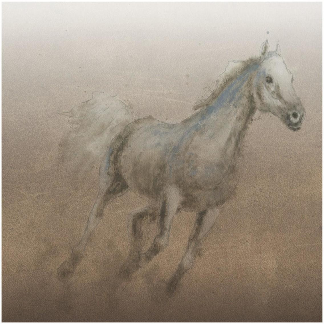 Stallion I on Leather -Paper Art-32&quotx32"