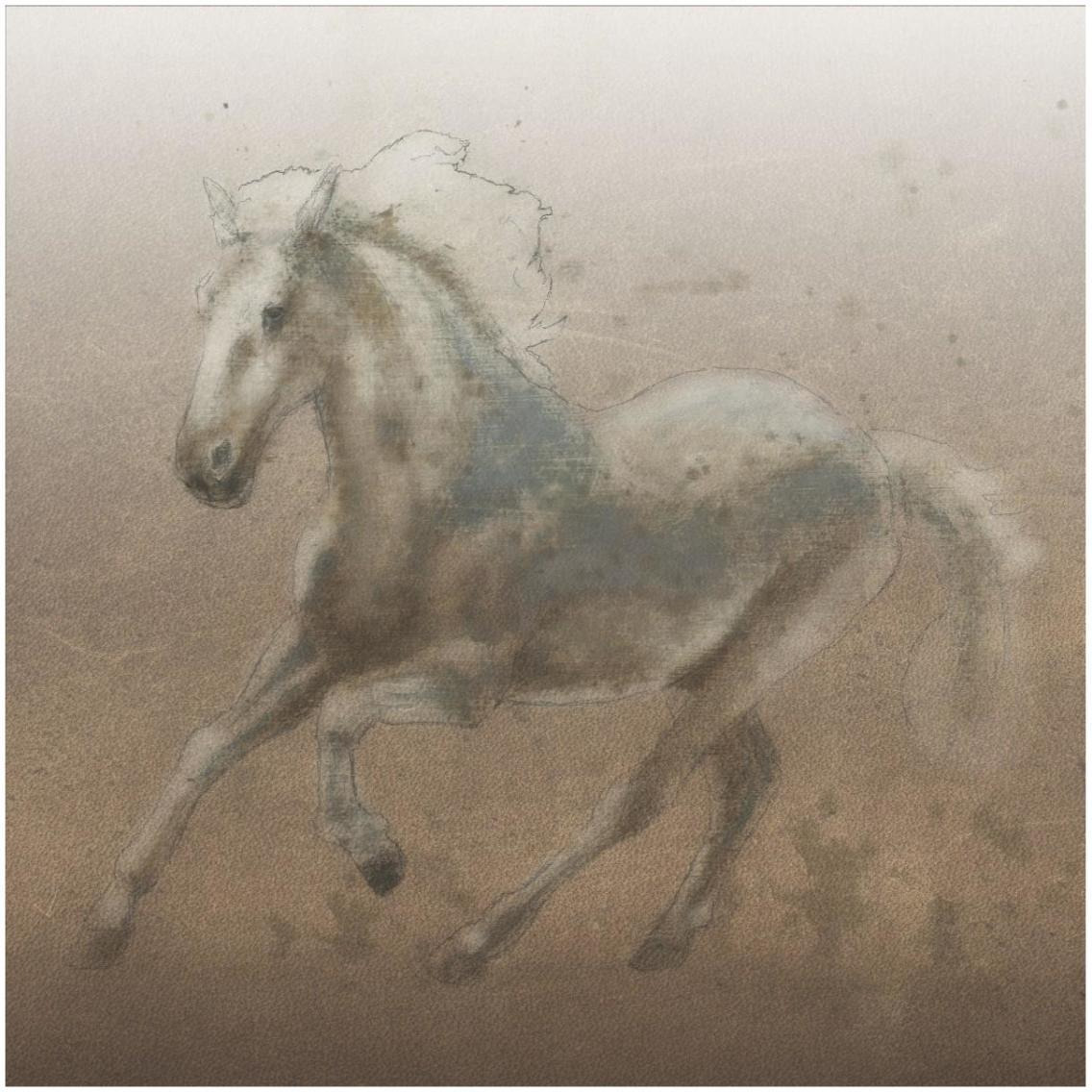 Stallion II on Leather -Paper Art-32&quotx32"