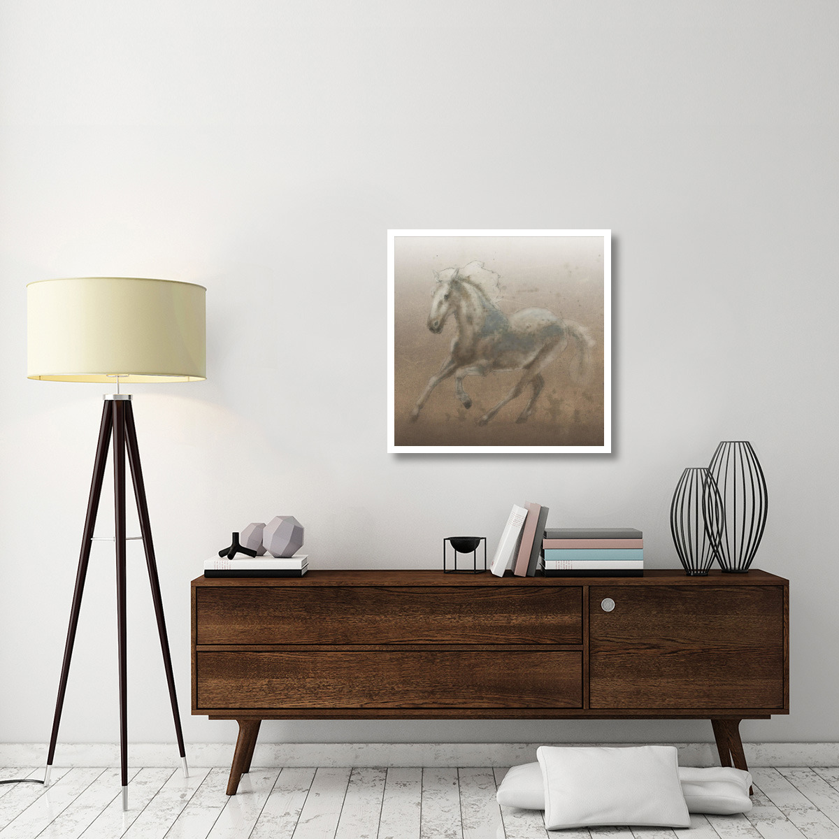 Stallion II on Leather -Paper Art-32&quotx32"