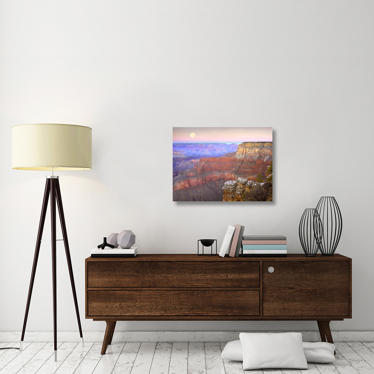 Full moon over the Grand Canyon at sunset as seen from Pima Point, Grand Canyon National Park, Arizona-Canvas Art-32&quotx24"