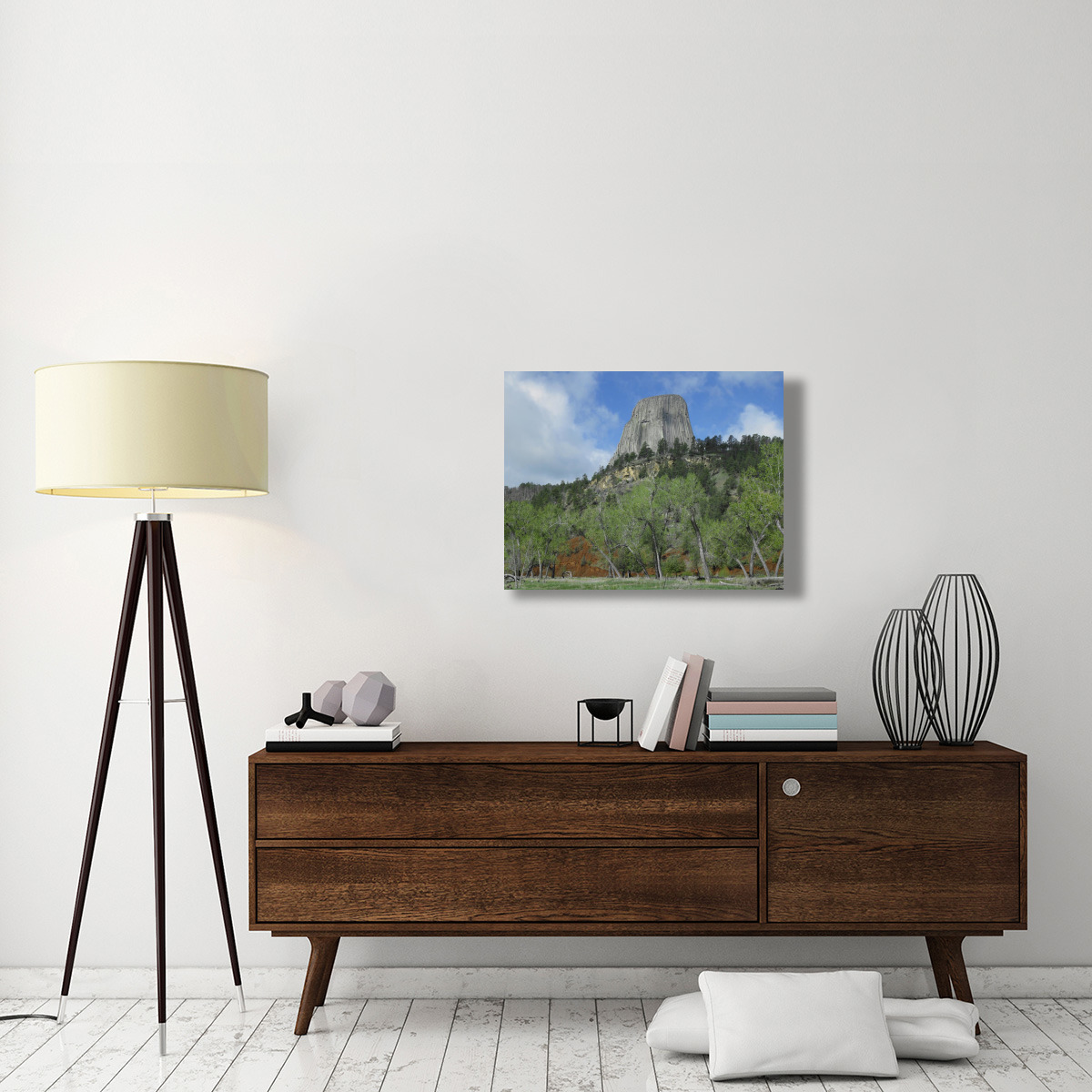 Devil&quots Tower National Monument showing famous basalt tower, sacred site for Native Americans, Wyoming-Canvas Art-32&quotx24"