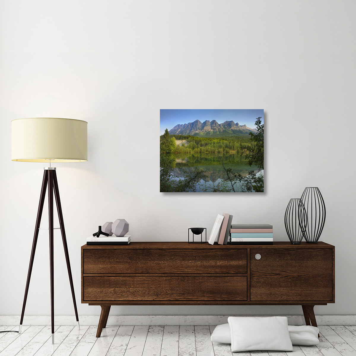 Yellowhead Mountain and Yellowhead Lake with boreal forest, Mount Robson Provinvial Park, British Columbia, Canada-Canvas Art-35&quotx28"