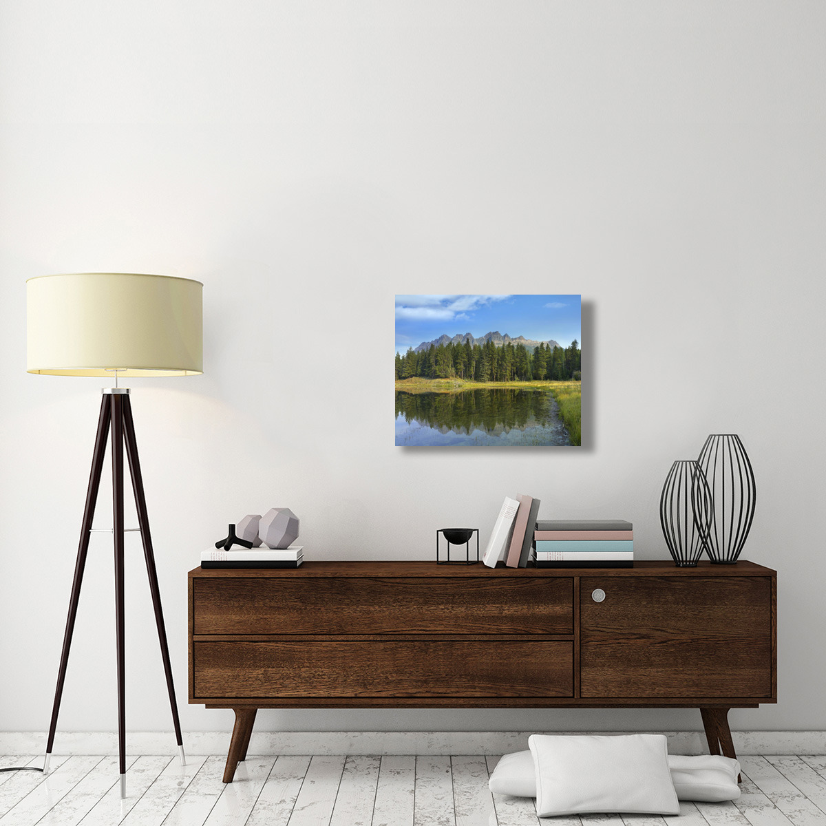 Yellowhead Mountain and Yellowhead Lake with boreal forest, Mount Robson Provinvial Park, British Columbia, Canada-Canvas Art-28&quotx22"