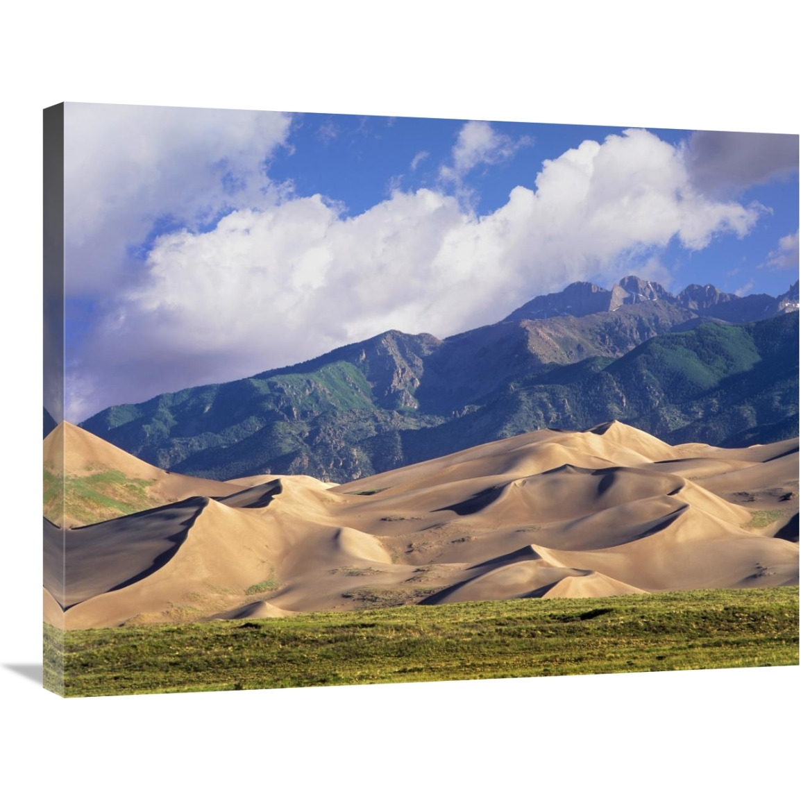 Sand dunes with Sangre de Cristo Mountains in the background, Great Sand Dunes National Park and Preserve, Colorado-Canvas Art-32&quotx24"