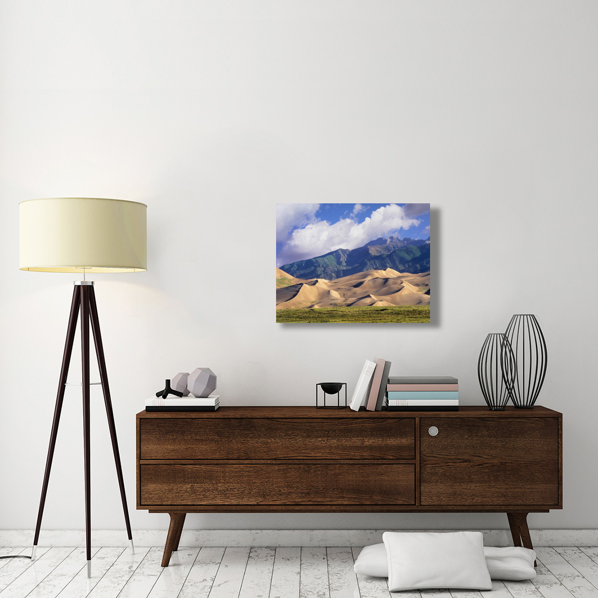 Sand dunes with Sangre de Cristo Mountains in the background, Great Sand Dunes National Park and Preserve, Colorado-Canvas Art-32&quotx24"