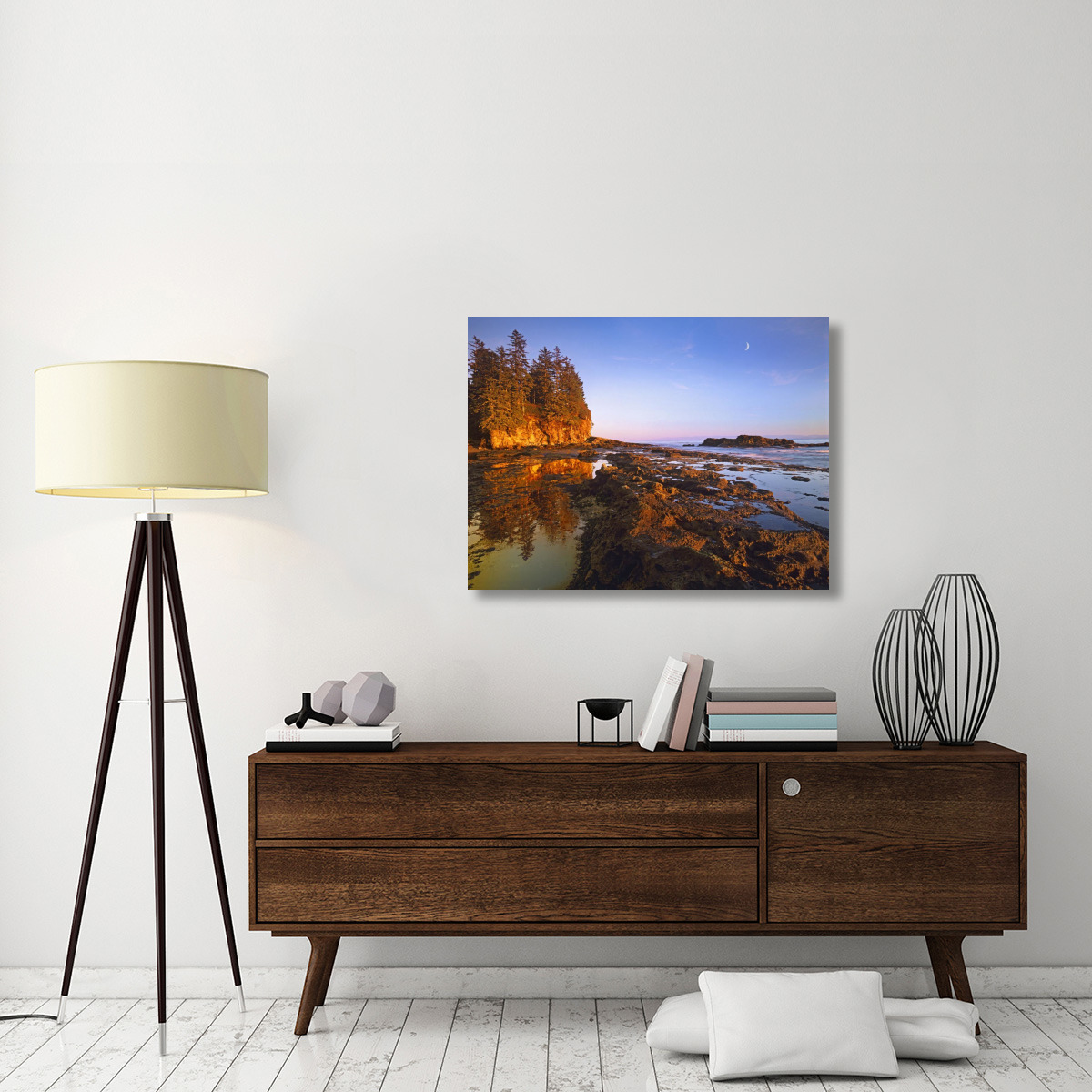 Tidepools exposed at low tide, Botanical Beach, Juan de Fuca Provincial Park, Vancouver Island, British Columbia, Canada-Canvas Art-40&quotx30"