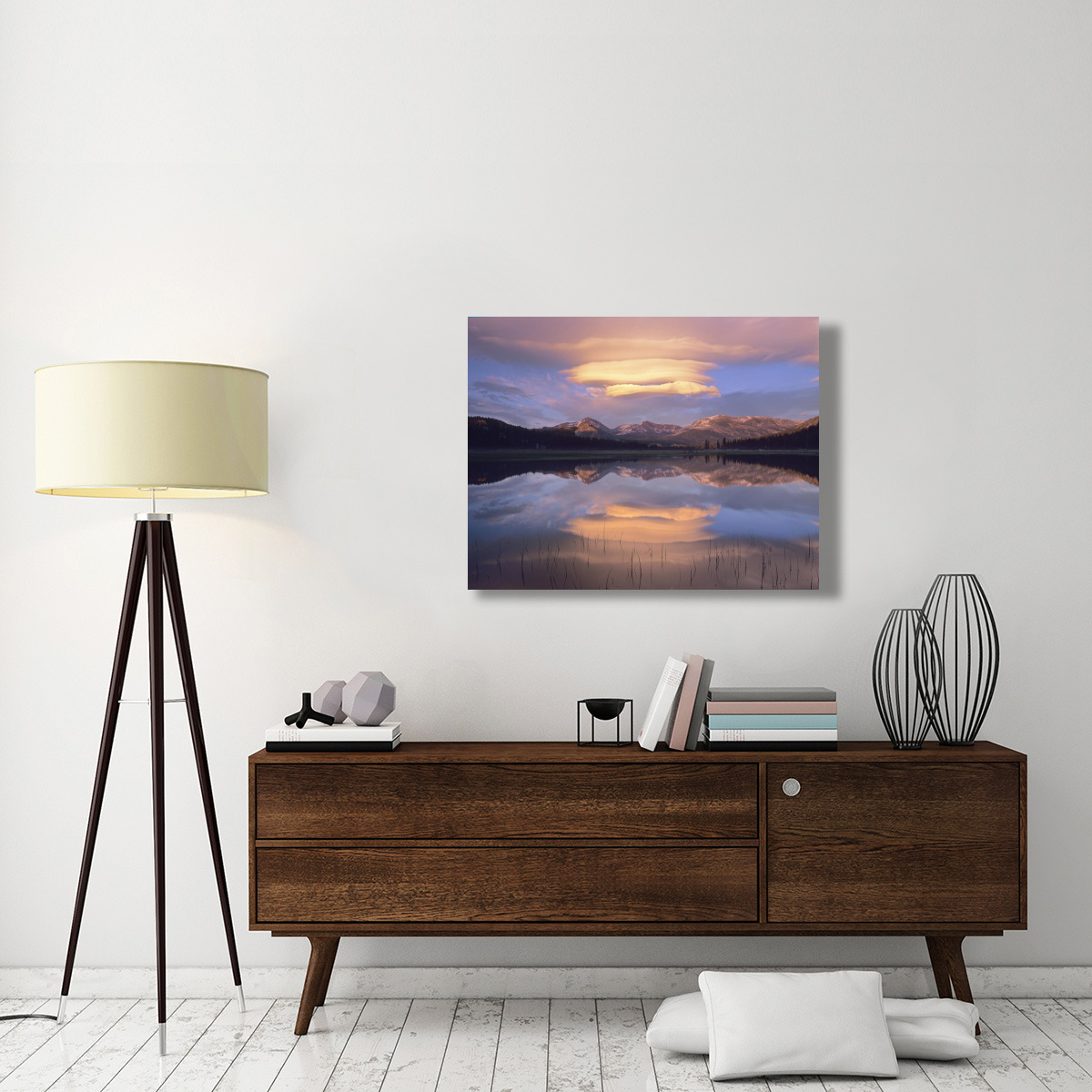 Lenticular clouds over Mount Dana, Mount Gibbs, and Mammoth Peak at Tuolumne Meadows, Yosemite National Park, California-Canvas Art-40&quotx30"