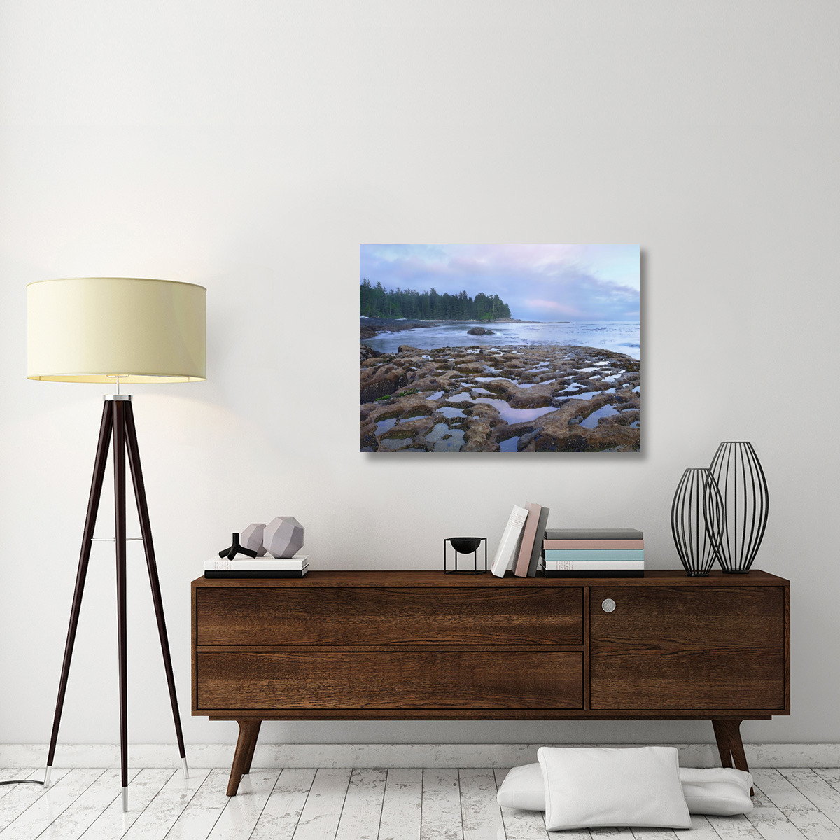 Tide pools exposed at low tide, Botanical Beach, Juan de Fuca Provincial Park, Vancouver Island, British Columbia, Canada-Canvas Art-40&quotx30"