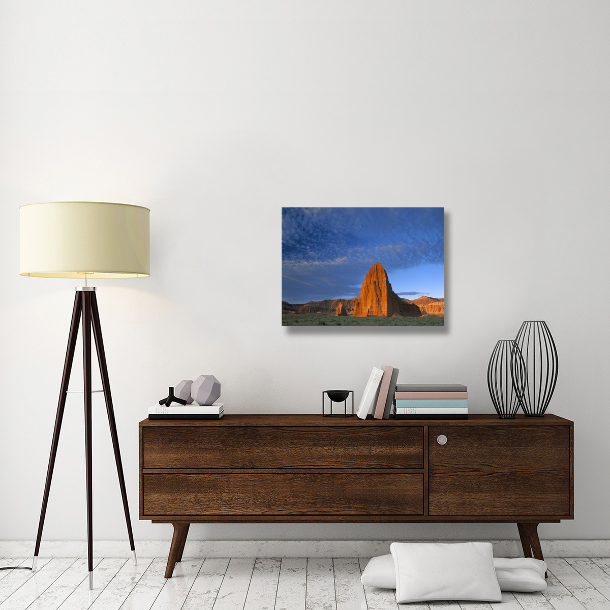 Temples of the Sun and Moon in Cathedral Valley, the monolith is made of entrada sandstone, Capitol Reef National Park, Utah-Canvas Art-32&quotx24"