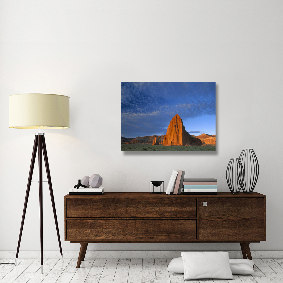 Temples of the Sun and Moon in Cathedral Valley, the monolith is made of entrada sandstone, Capitol Reef National Park, Utah-Canvas Art-40&quotx30"