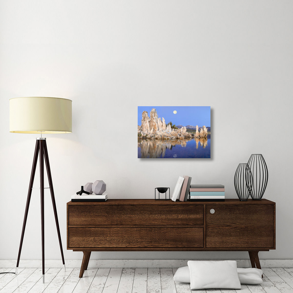 Full moon over Mono Lake, California-Canvas Art-30&quotx21.3"