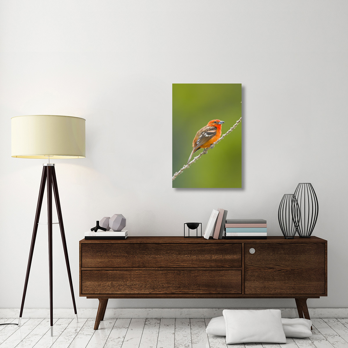 Flame-colored Tanager male, Costa Rica-Canvas Art-24&quotx36"