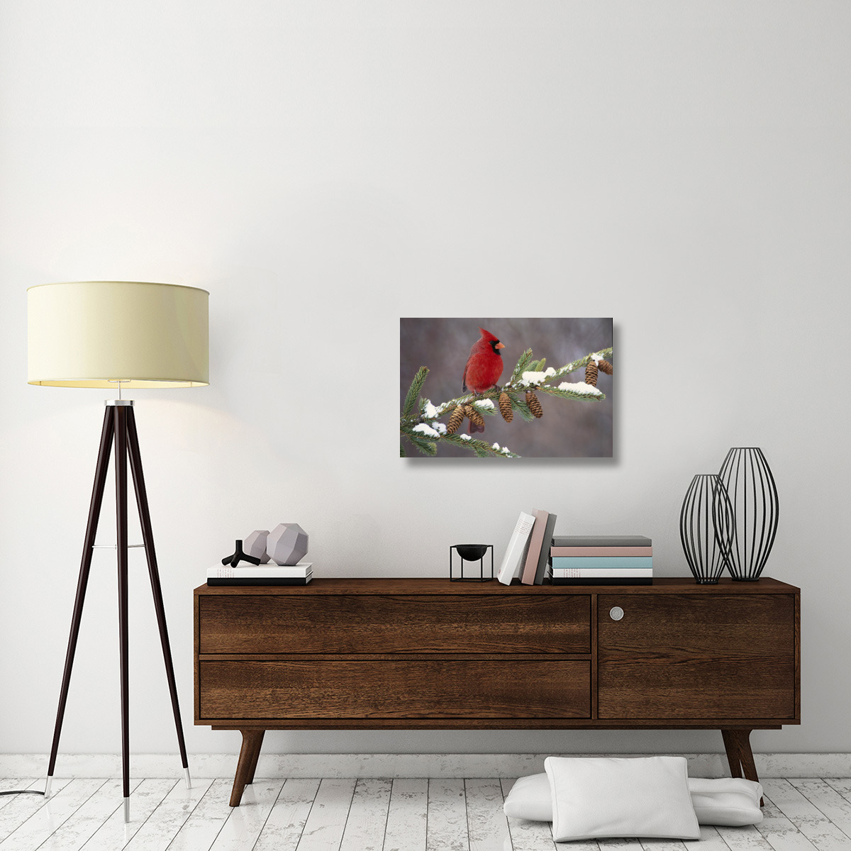 Northern Cardinal male, South Lyon, Michigan-Canvas Art-30&quotx20"