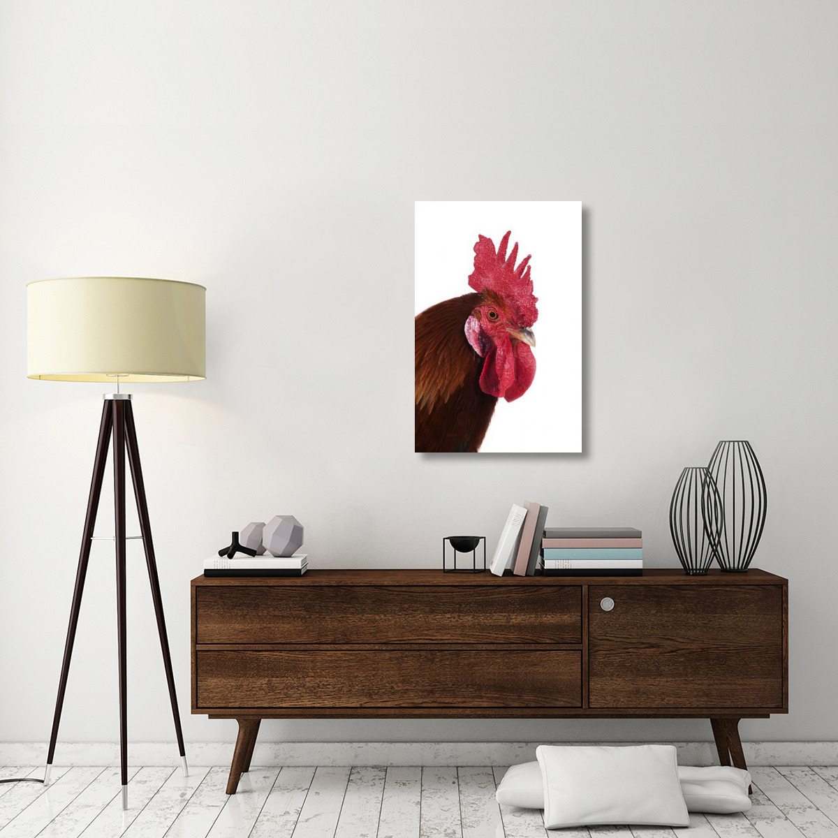 Domestic Chicken, Gaulois Dore, cockerel, close-up of head-Canvas Art-24&quotx36"