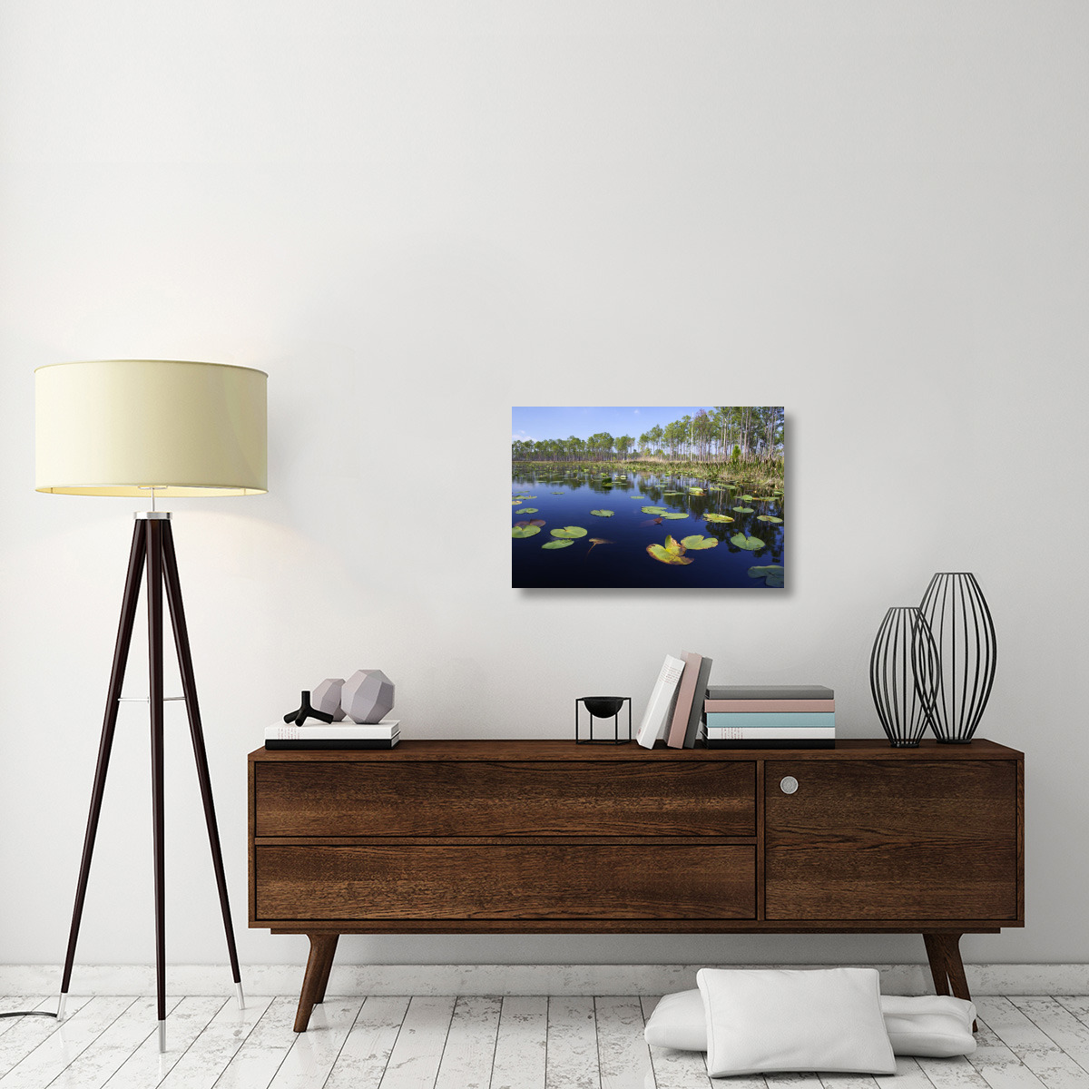 Lake with lily pads, southern Florida-Canvas Art-30&quotx20"