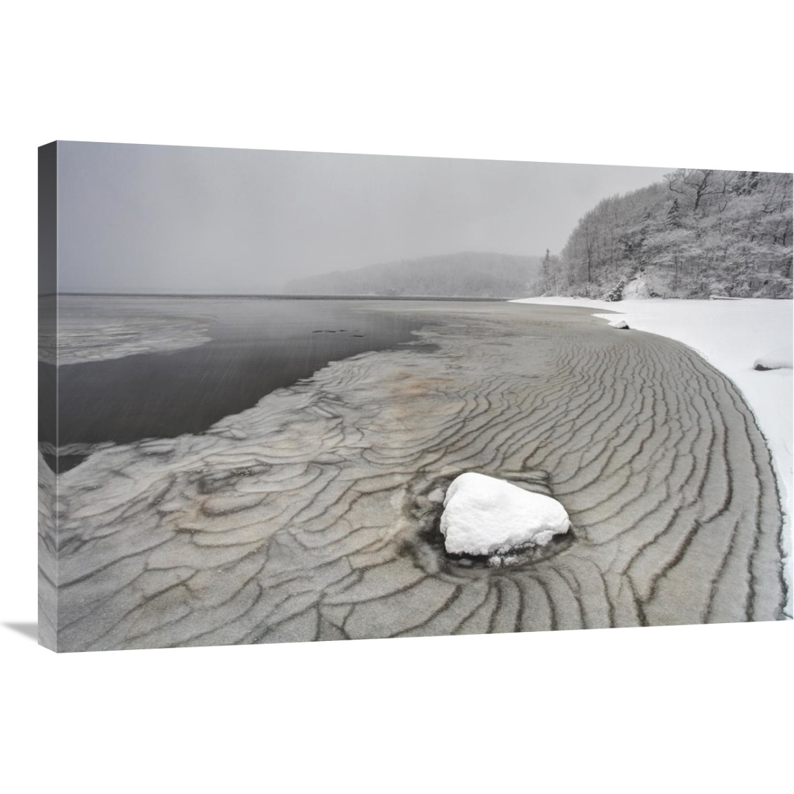 Pleated ice along lake shore in winter, Nova Scotia, Canada-Canvas Art-36&quotx24"