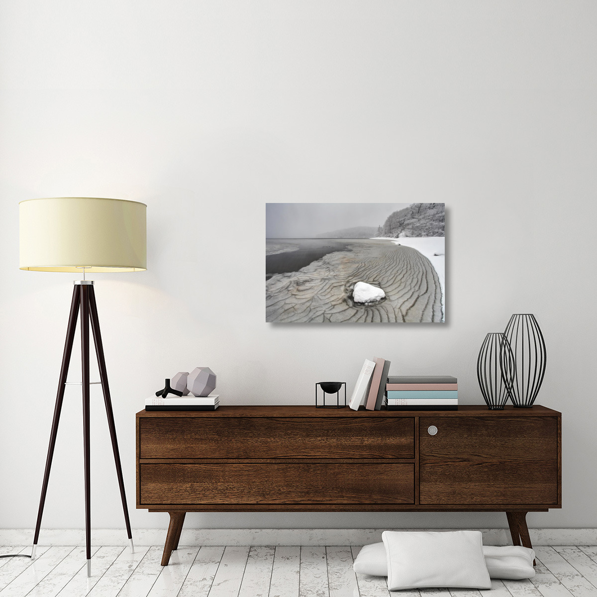 Pleated ice along lake shore in winter, Nova Scotia, Canada-Canvas Art-36&quotx24"