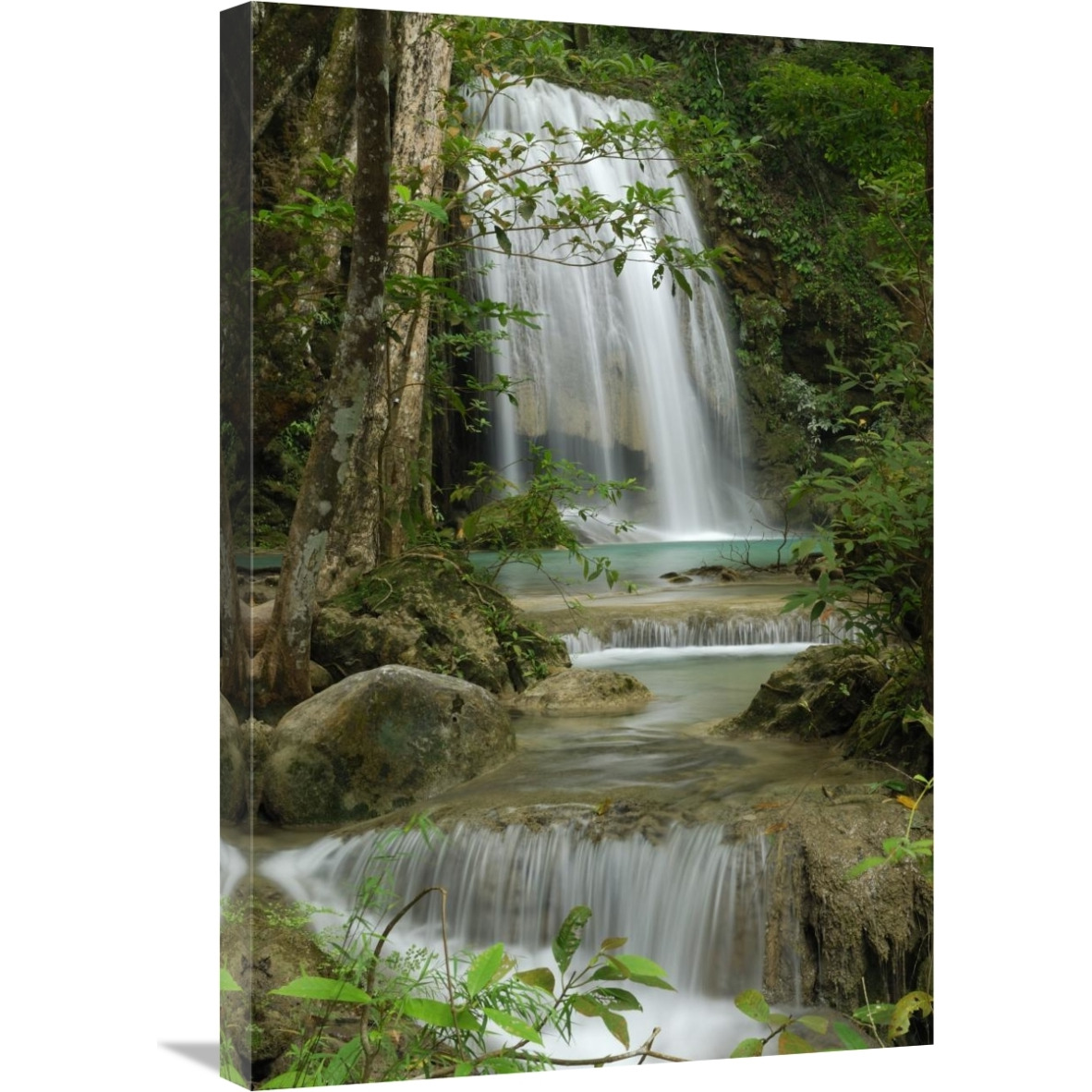 Seven Step Waterfall in monsoon forest, Erawan National Park, Thailand-Canvas Art-20&quotx30"