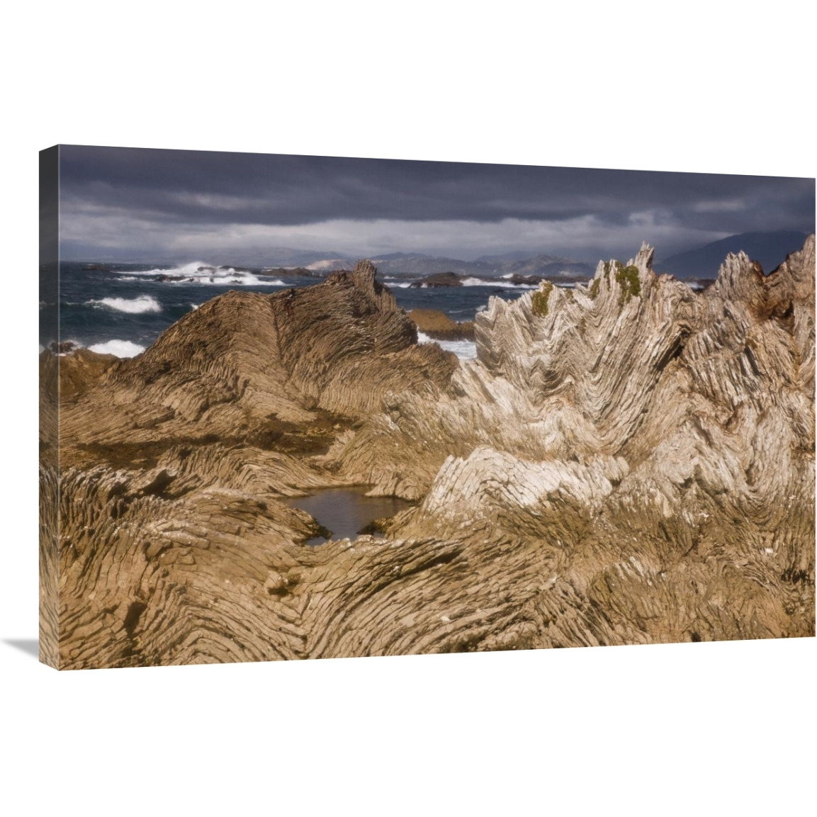 Folded limestone layers, Kaikoura, North Canterbury, New Zealand-Canvas Art-36&quotx24"