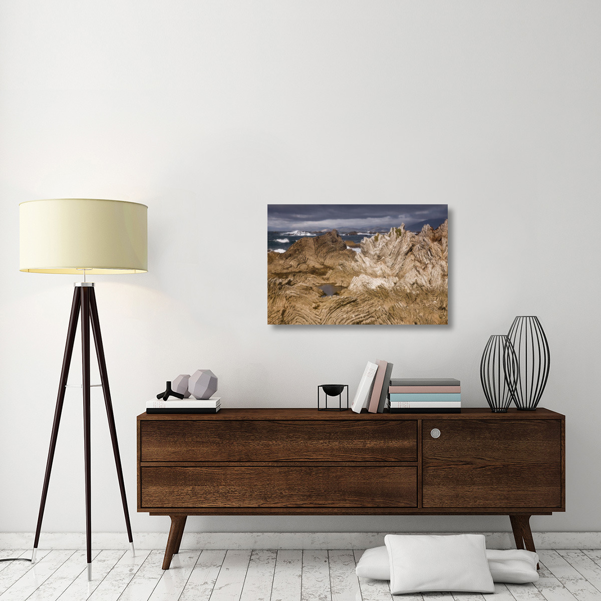 Folded limestone layers, Kaikoura, North Canterbury, New Zealand-Canvas Art-36&quotx24"