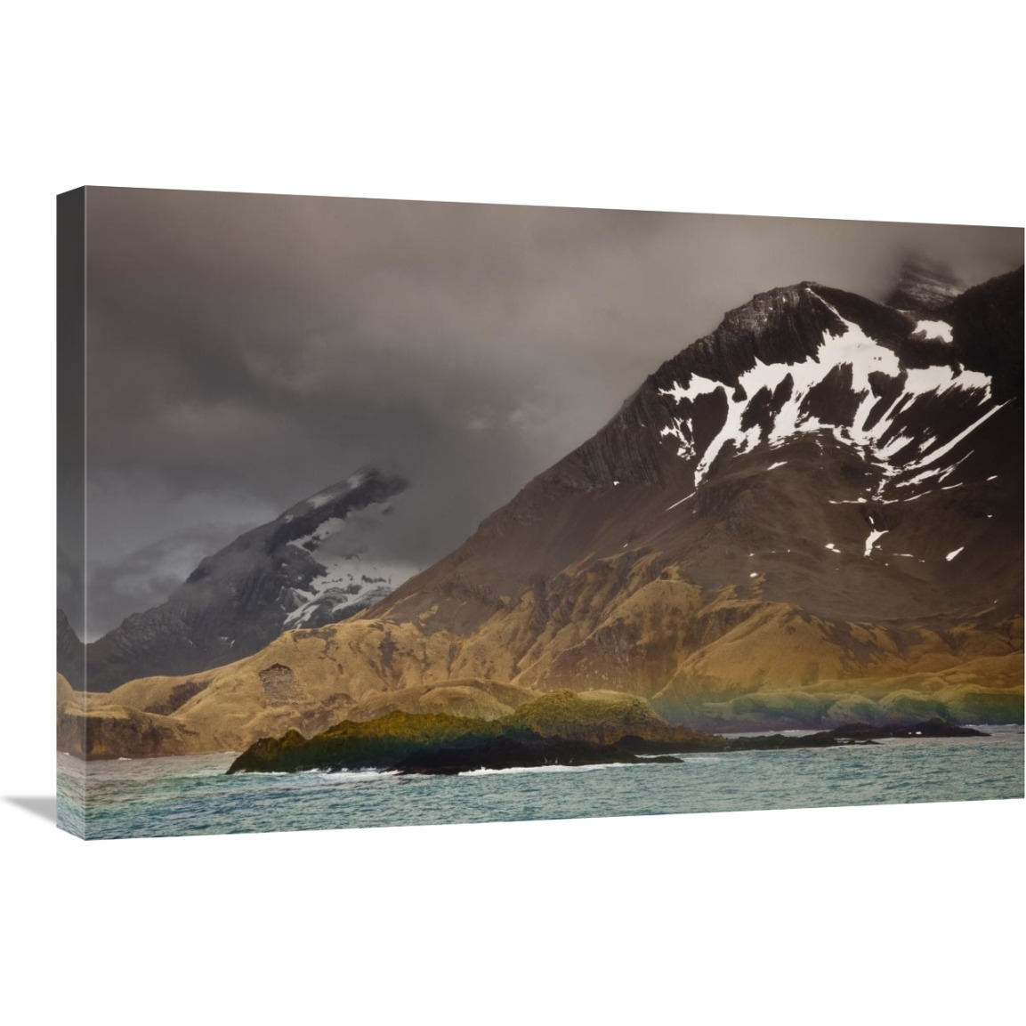 Rainbow over rocks at entrance to Fortuna Bay, South Georgia Island, Antarctica-Canvas Art-30&quotx20"