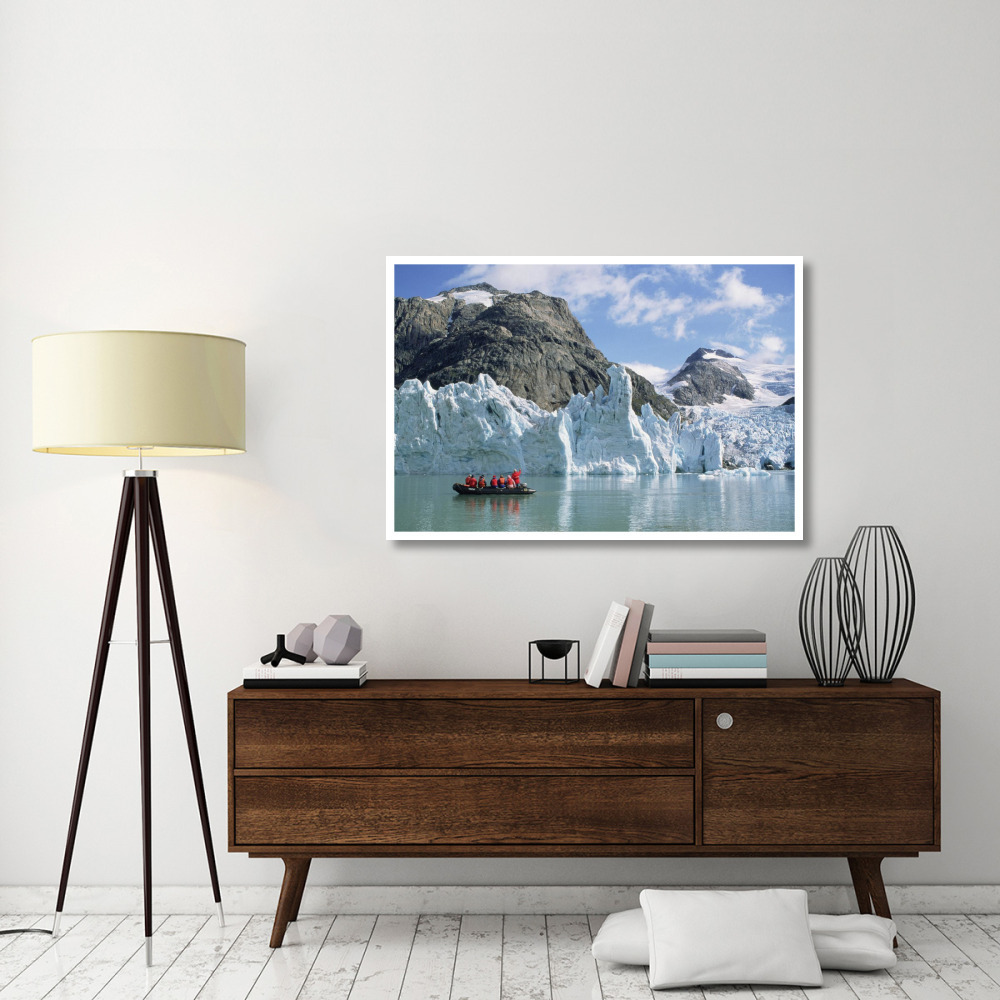 Tourists at glacier, southern Greenland Fjords, Prins Christian Sound, Greenland-Paper Art-50&quotx34"