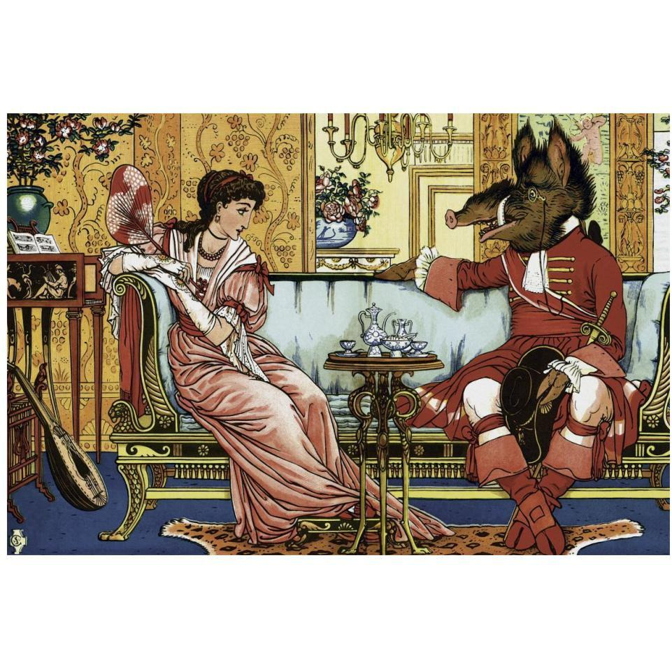 Beauty and the Beast  - The Courtship-Paper Art-20&quotx14"