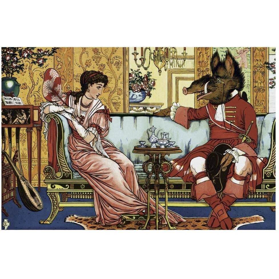 Beauty and the Beast  - The Courtship-Paper Art-50&quotx34"