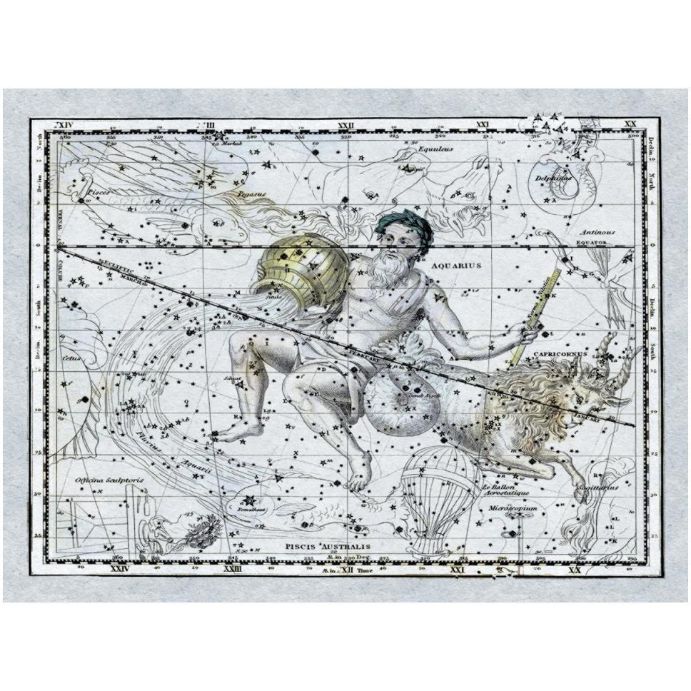 Maps of the Heavens Aquarius the Water Bearer-Paper Art-50&quotx38"