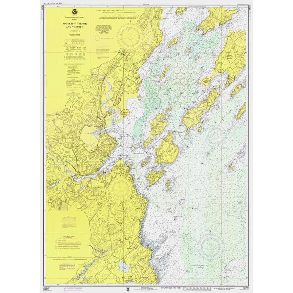 Nautical Chart - Portland Harbor and Vicinity ca. 1974-Paper Art-31&quotx42"