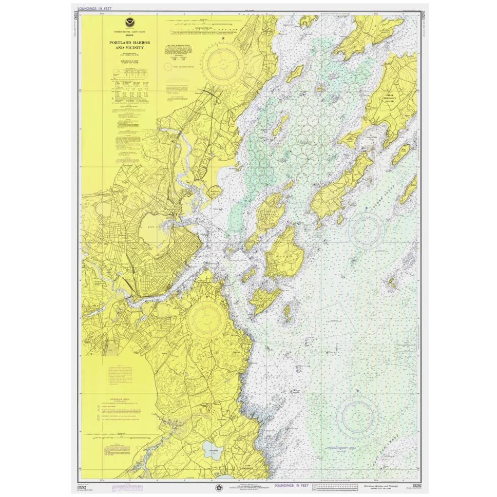 Nautical Chart - Portland Harbor and Vicinity ca. 1974-Paper Art-34&quotx46"