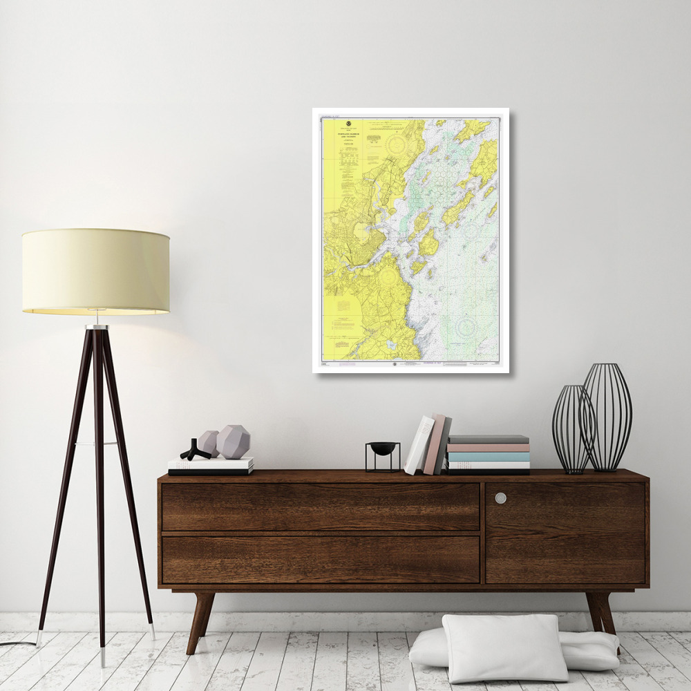 Nautical Chart - Portland Harbor and Vicinity ca. 1974-Paper Art-34&quotx46"