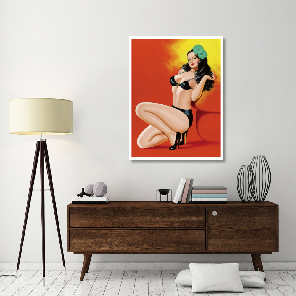 Mid-Century Pin-Ups - Beauty Magazine - Hot in Black-Paper Art-38&quotx50"